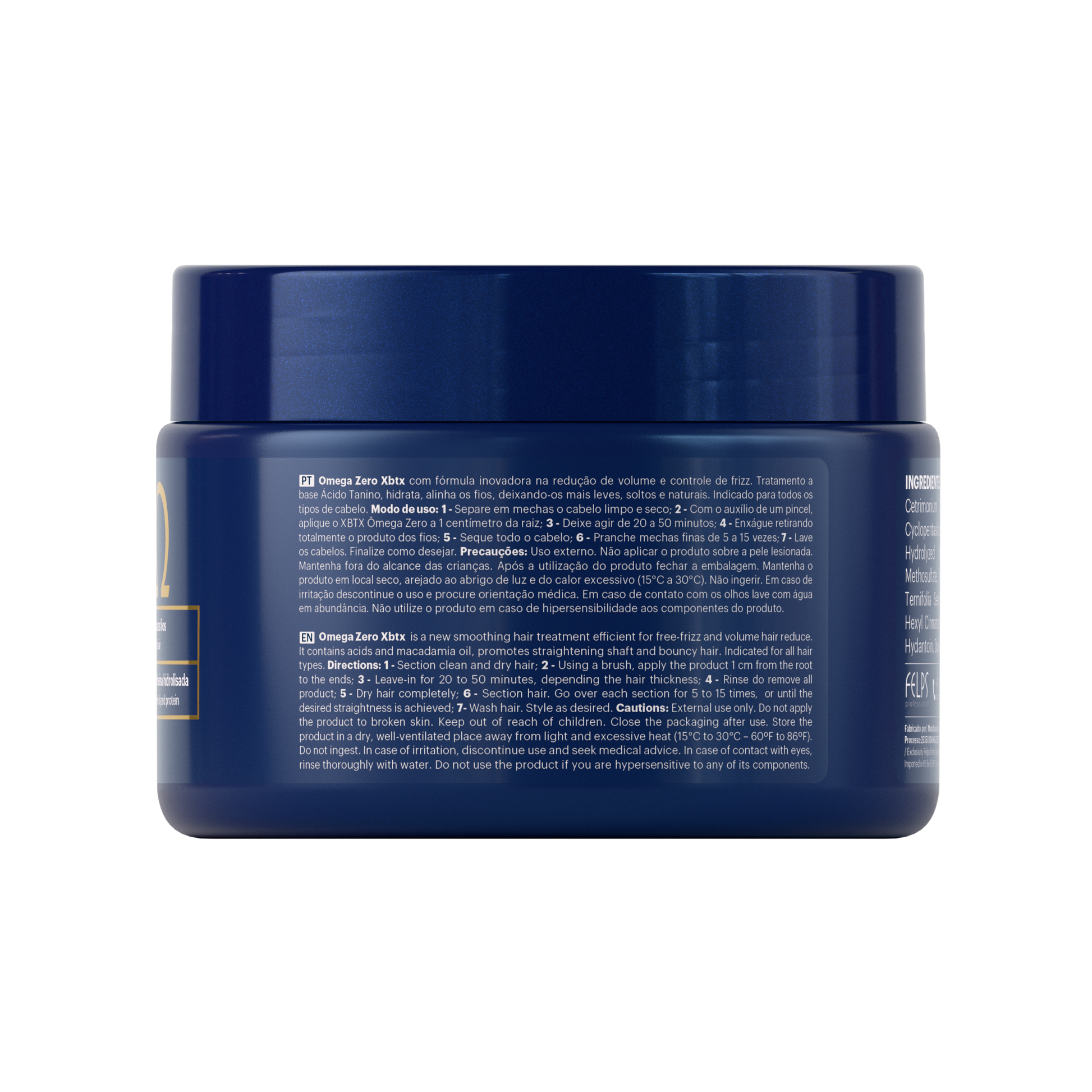 Flacone XBTX Omega Zero Organic Felps Professional 300g - Trattamento anti-frizz con acido tannico