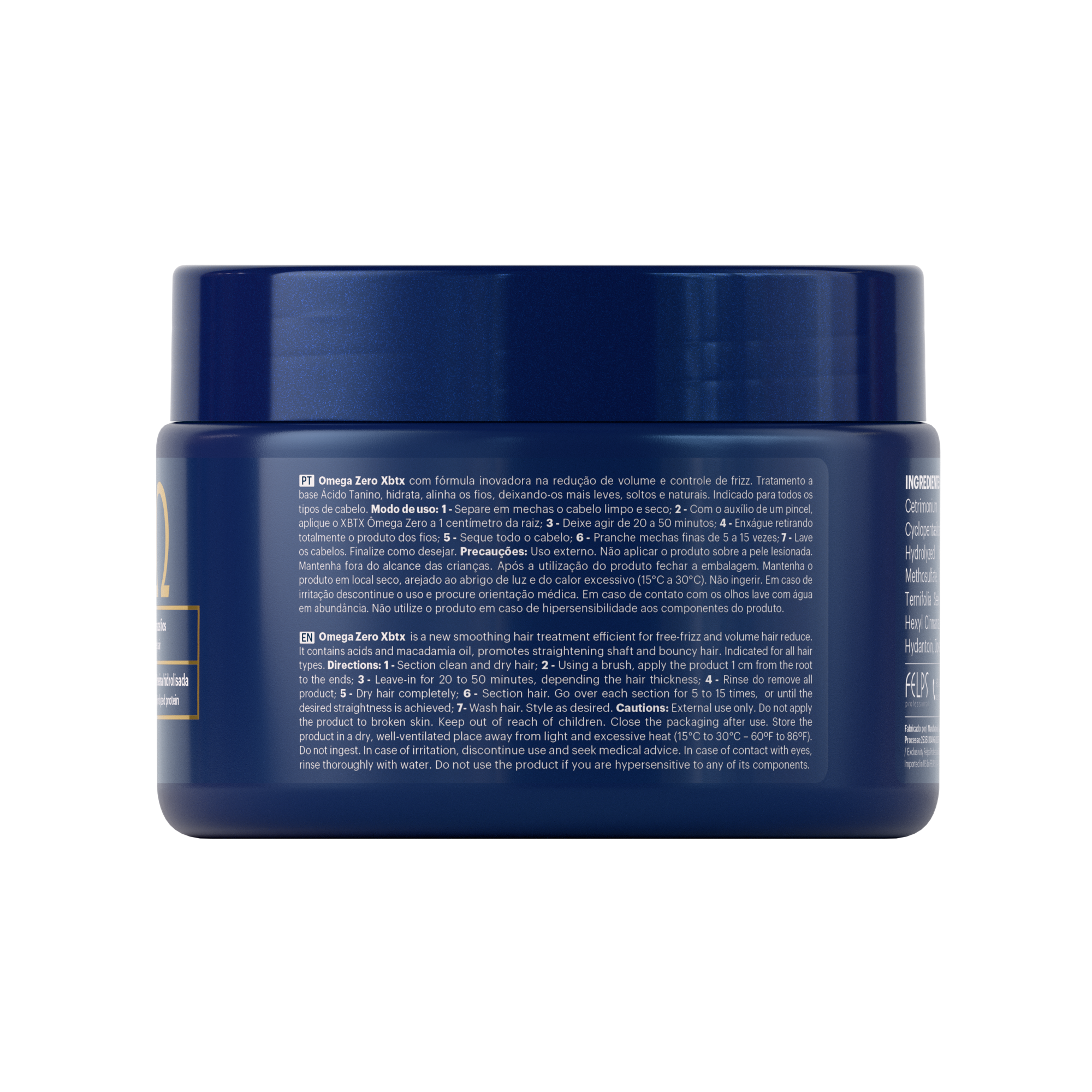 Flacone XBTX Omega Zero Organic Felps Professional 300g - Trattamento anti-frizz con acido tannico