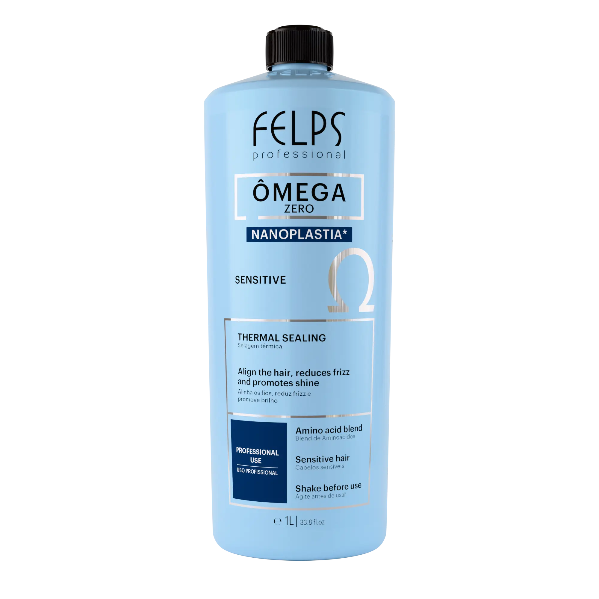 Flacone Nanoplastia Omega Zero Sensitive Felps - Trattamento lisciante senza formaldeide per capelli fragili