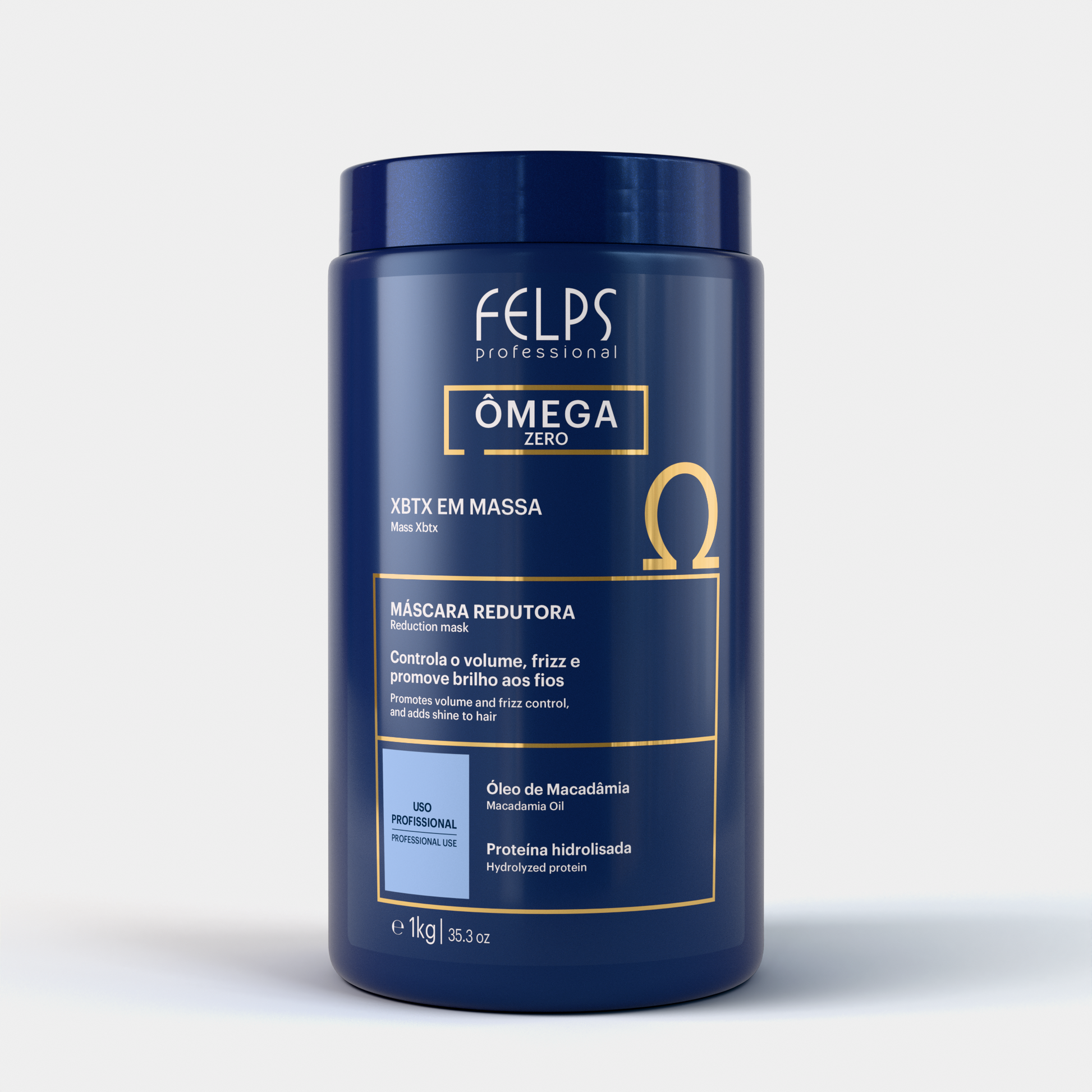 Flacone XBTX Omega Zero Organic Felps Professional 1kg - Trattamento anti-frizz con acido tannico