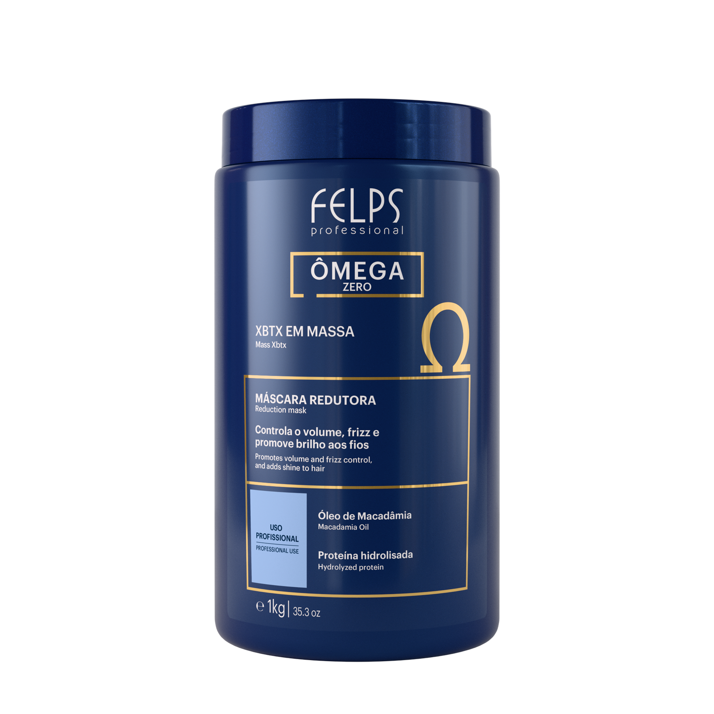 Flacone XBTX Omega Zero Organic Felps Professional 1kg - Trattamento anti-frizz con acido tannico