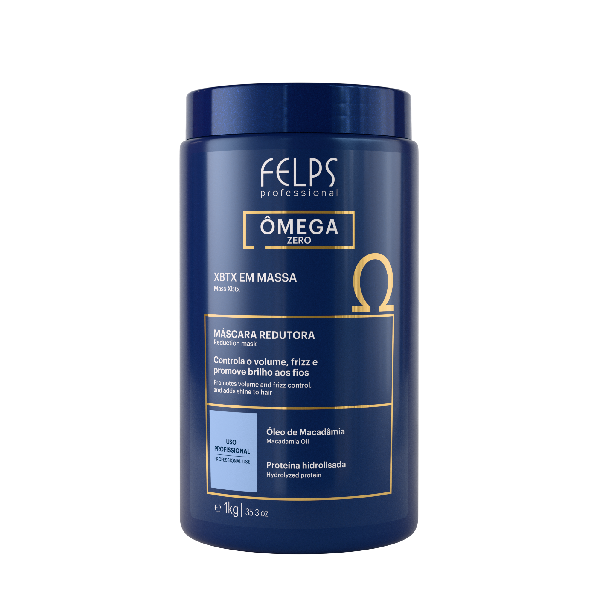 Flacone XBTX Omega Zero Organic Felps Professional 1kg - Trattamento anti-frizz con acido tannico