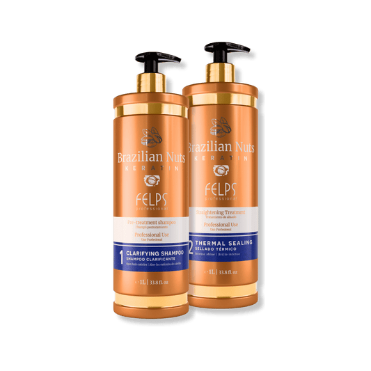 Kit Felps Brazilian Nuts: Shampoo Purificante Step 1 e Cheratina Lisciante Step 2 per trattamento di lisciatura brasiliana